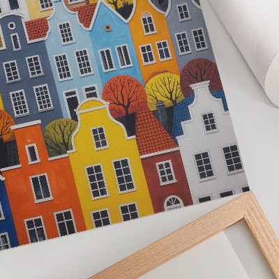 Impression sur toile Des immeubles colorés de formes et de couleurs variées en harmonie