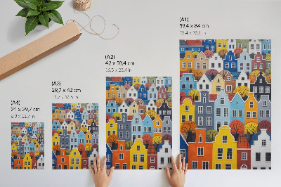 Impression sur toile Des immeubles colorés de formes et de couleurs variées en harmonie