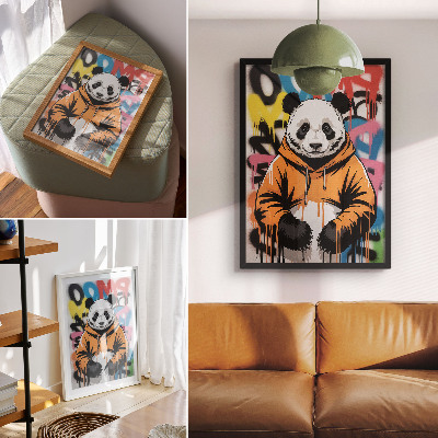 Affiche décorative Panda en sweat-shirt graffiti, style streetwear
