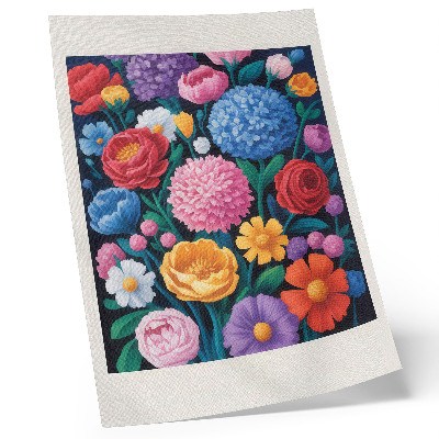 Impression sur toile Illustration de fleurs colorées sur fond vert
