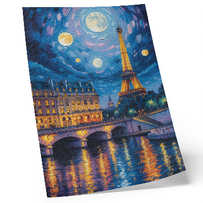 Impression sur toile Paris la nuit, pleine lune, Tour Eiffel