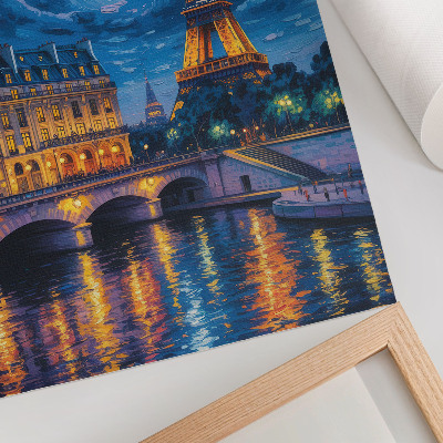 Impression sur toile Paris la nuit, pleine lune, Tour Eiffel