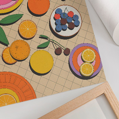 Affiche décorative Une composition dynamique de fruits sur un fond géométrique