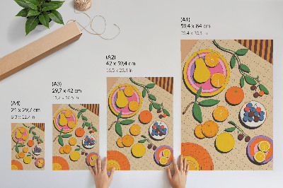 Affiche décorative Une composition dynamique de fruits sur un fond géométrique