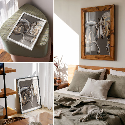 Affiche décorative Chevaux contrastés sur fond sombre