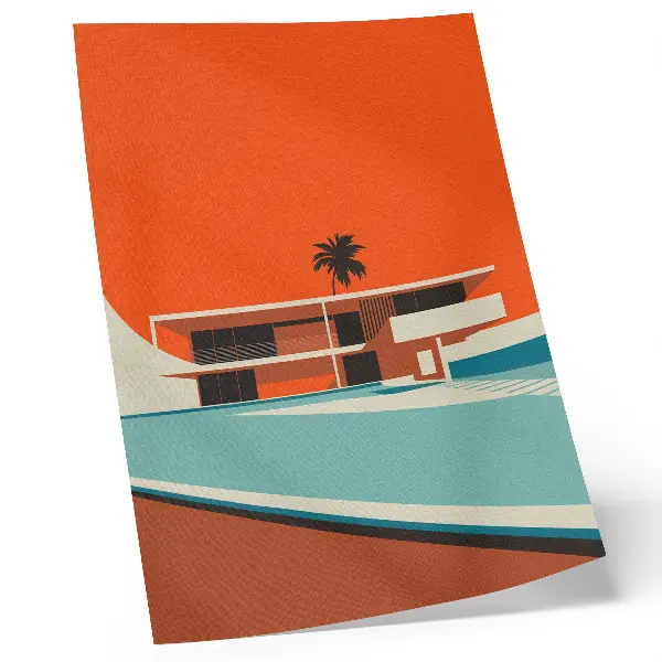 Composition minimaliste Villa Orange Sky impression sur toile