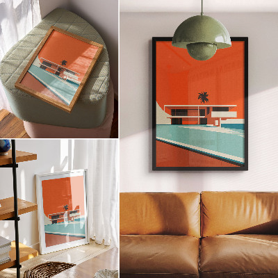 Impression sur toile Composition minimaliste Villa Orange Sky