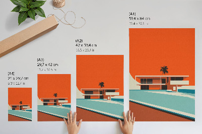 Impression sur toile Composition minimaliste Villa Orange Sky