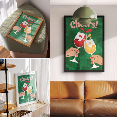 Impression sur toile Lunettes colorées sur fond vert style dynamique