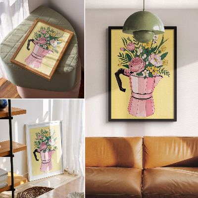 Affiche décorative Illustration moderne avec une cafetière rose