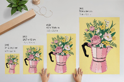 Affiche décorative Illustration moderne avec une cafetière rose