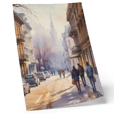 Impression sur toile Rue de la ville, arbres d'hiver, atmosphère paisible