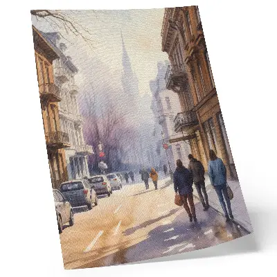 Impression sur toile rue de la ville avec ses arbres en hiver dans une atmosphère paisible