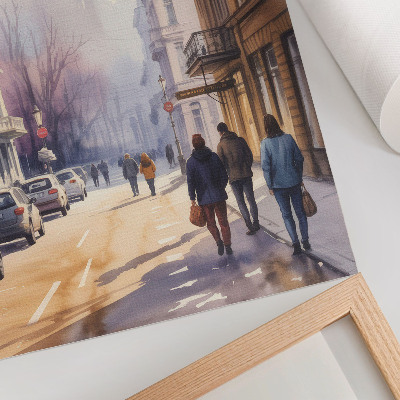 Impression sur toile Rue de la ville, arbres d'hiver, atmosphère paisible