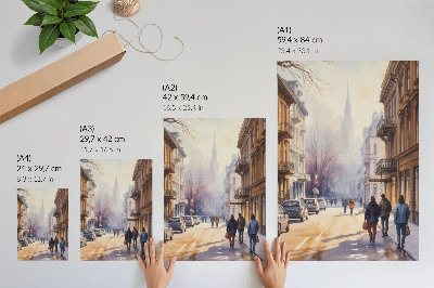 Impression sur toile Rue de la ville, arbres d'hiver, atmosphère paisible