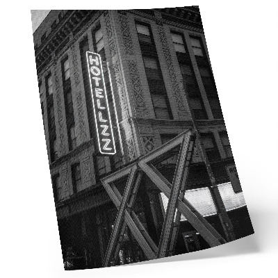 Décoration murale Architecture en noir et blanc avec des néons d'hôtel