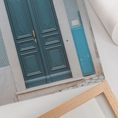 Affiche décorative Porte bleue avec éléments architecturaux blancs