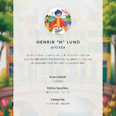 Affiche décorative Immeubles colorés au bord du canal, style illustratif