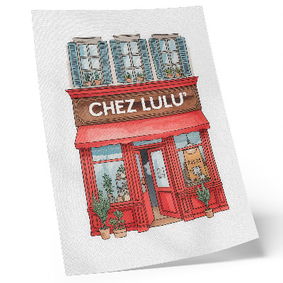 Impression sur toile Architecture, café, plantes, couleurs pastel