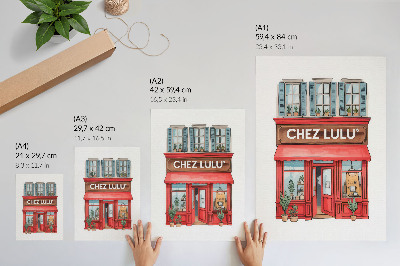 Impression sur toile Architecture, café, plantes, couleurs pastel