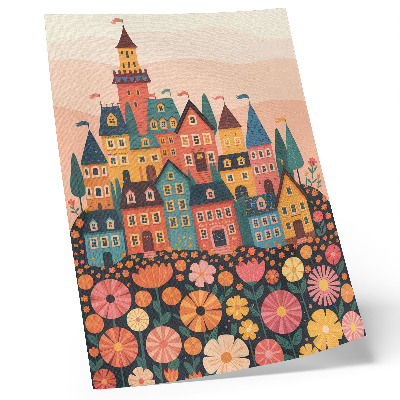 Affiche décorative Maisons colorées et fleurs, atmosphère idyllique