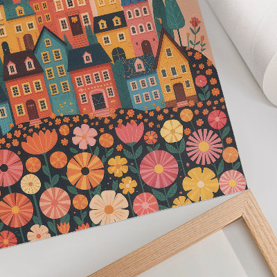 Affiche décorative Maisons colorées et fleurs, atmosphère idyllique