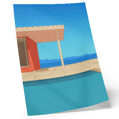 Décoration murale bâtiment orange vif vue bleue