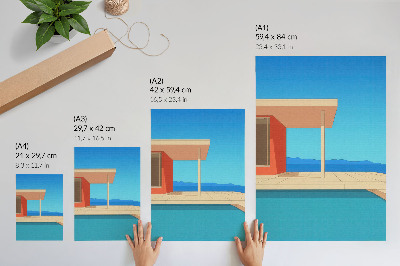 Décoration murale bâtiment orange vif vue bleue