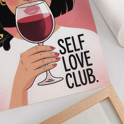 Affiche décorative Femme avec du vin et un chat, style illustration