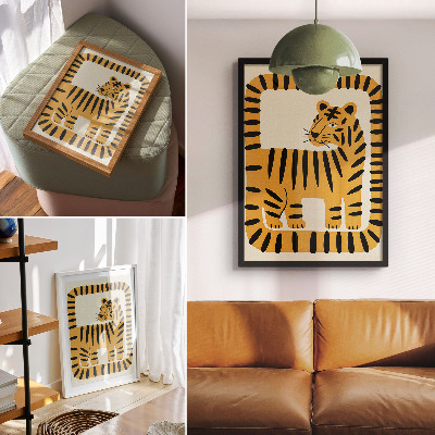 Impression sur toile Tigre dans un style graphique aux couleurs intenses