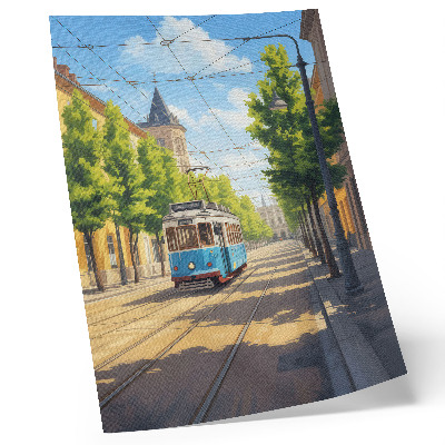 Affiche décorative Tramway vert et bleu de Sunny Street