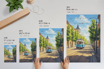 Affiche décorative Tramway vert et bleu de Sunny Street
