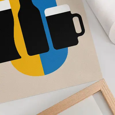 Impression sur toile avec couleurs contrastées et formes géométriques