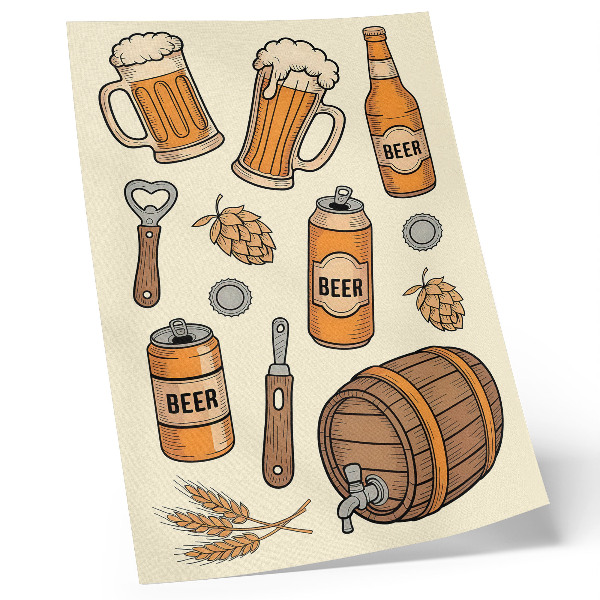 Affiche décorative Éléments de bière, ambiance rétro et chaleureuse, style vintage