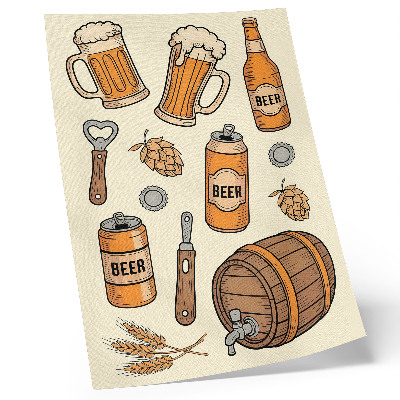 Affiche décorative Éléments de bière, ambiance rétro et chaleureuse, style vintage