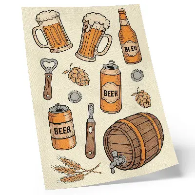 Affiche décorative éléments de bière au style vintage pour une ambiance rétro et chaleureuse