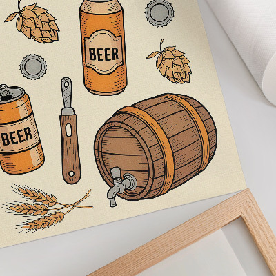 Affiche décorative Éléments de bière, ambiance rétro et chaleureuse, style vintage