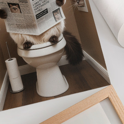 Décoration murale Chat devant un mur beige journal, humour et chaleur