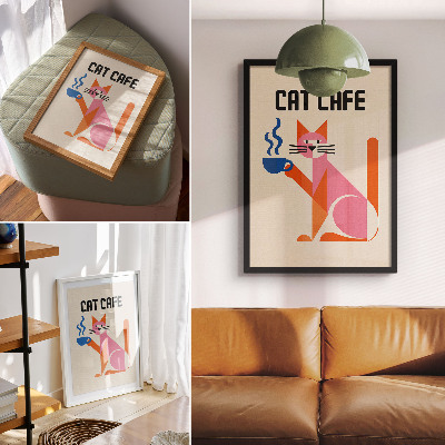Affiche décorative Motif de chat café rétro créatif