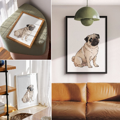 Décoration murale Portrait de chien, style illustratif, couleurs délicates