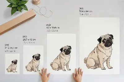 Décoration murale portrait de chien au style illustratif avec des couleurs délicates