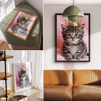 Affiche décorative Couronne de chaton rose aux yeux bleus