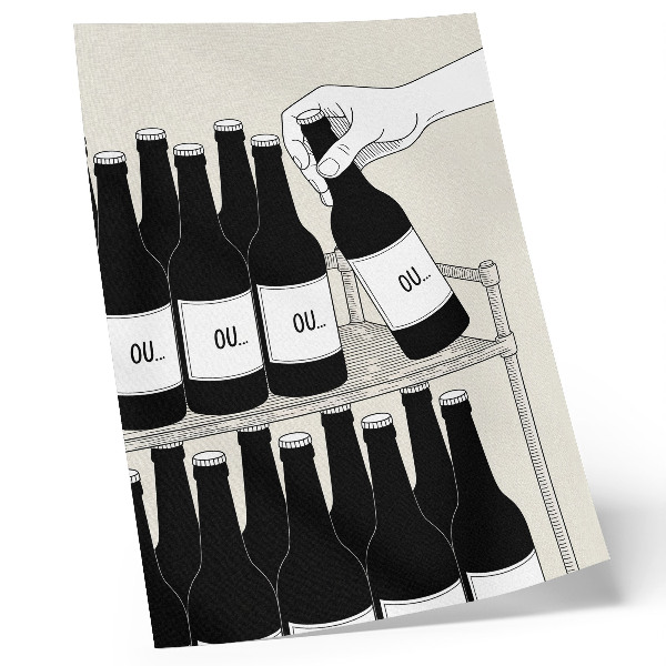 Impression sur toile Illustration minimaliste d'une main en noir et blanc tenant une bouteille