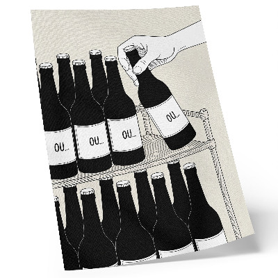 Impression sur toile Illustration minimaliste d'une main en noir et blanc tenant une bouteille
