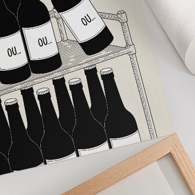 Impression sur toile Illustration minimaliste d'une main en noir et blanc tenant une bouteille