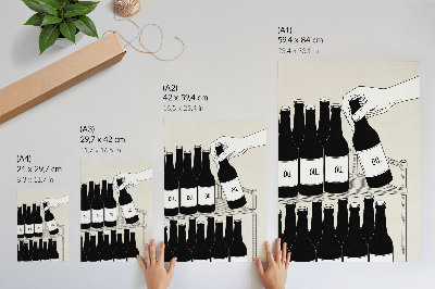 Impression sur toile Illustration minimaliste d'une main en noir et blanc tenant une bouteille