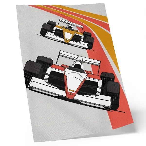 Décoration murale représentant des voitures de course sur un circuit dynamique moderne