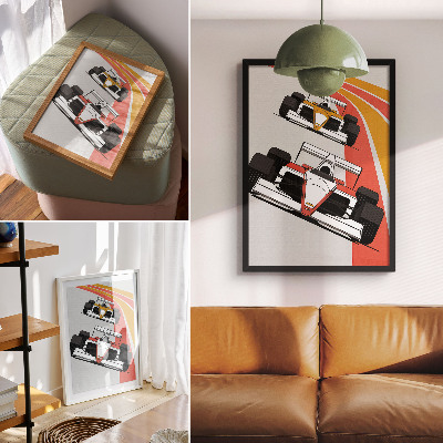 Décoration murale voitures de course circuit dynamique modernité