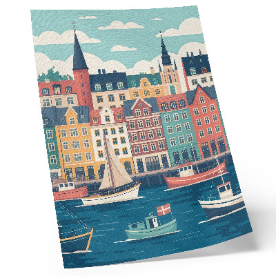 Impression sur toile Maisons colorées au bord de l'eau, charme et harmonie