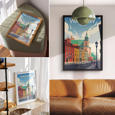 Impression sur toile Immeubles colorés, architecture sous un ciel bleu